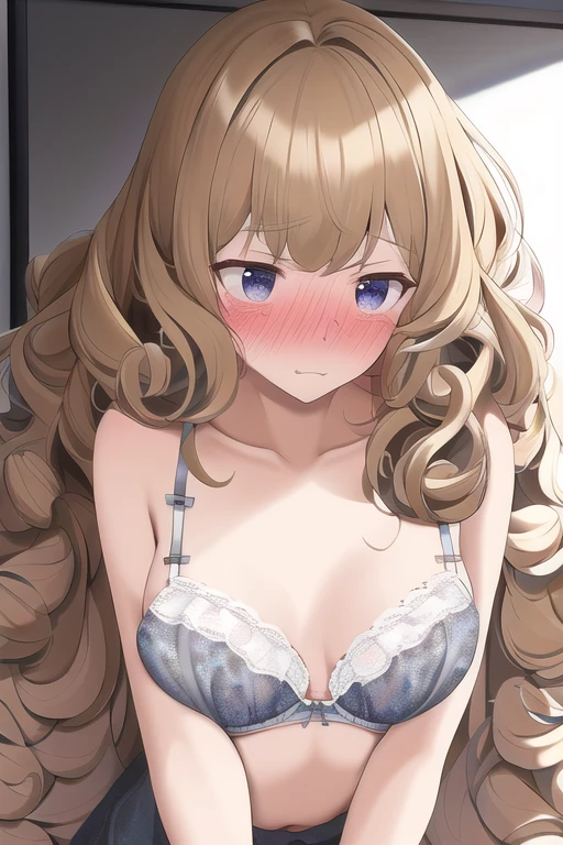 [NovelAI] Semi-long hair Long hair Curly hair Small breasts Embarrassed Bra Masterpiece Blouse [Illustration]